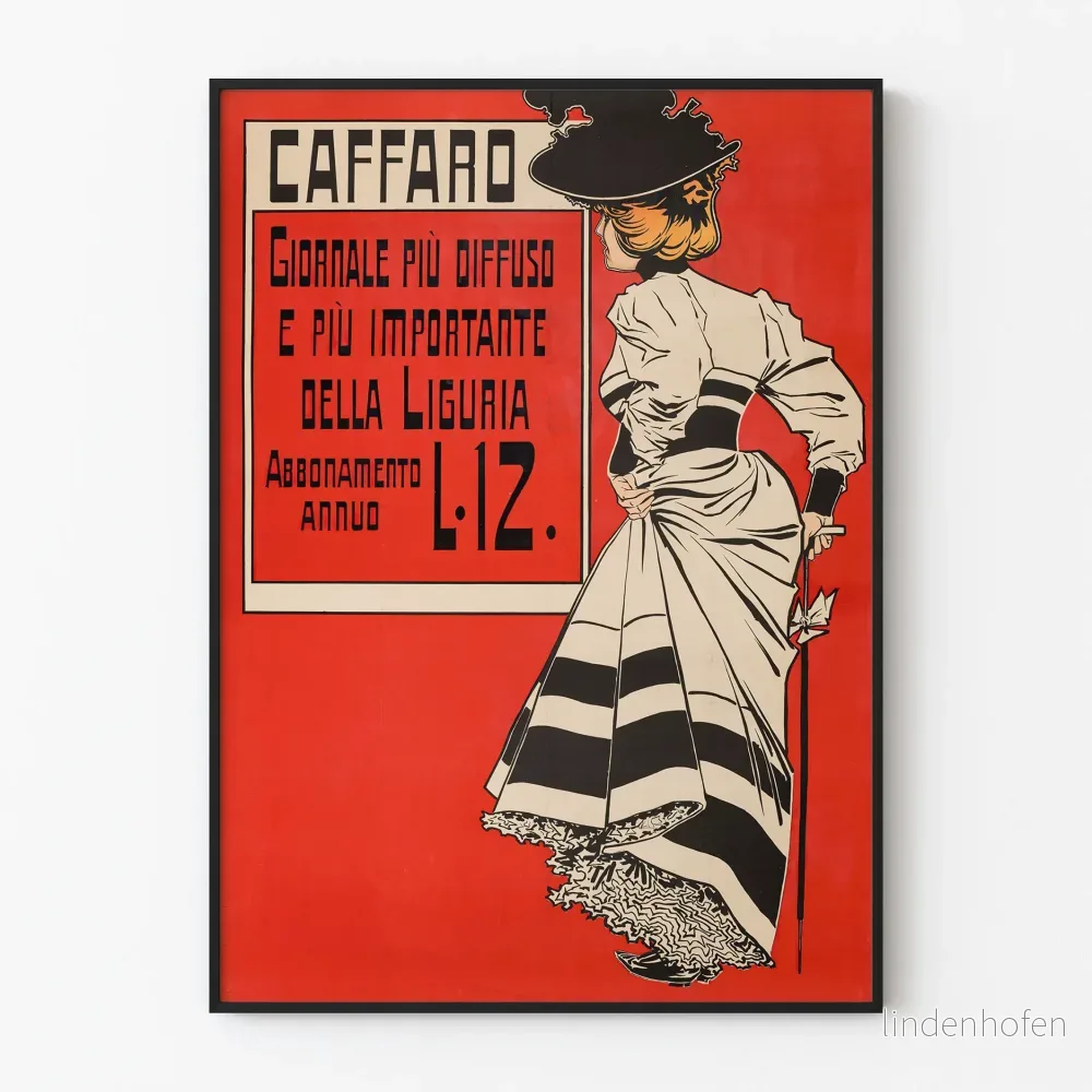 Vintage italiensk reklamposter i rött och svart