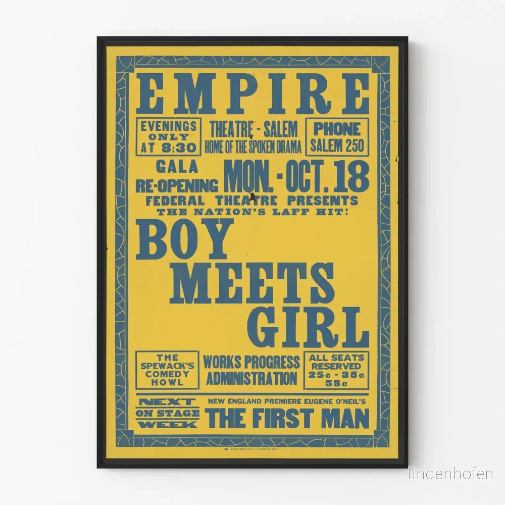 Vintage teaterposter Boy Meets Girl - Retro väggdekoration