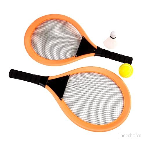 BLUE SKY set med 2 nätracketar tennis och badminton racketset 042782 orange plast 51 cm barnleksak utomhusspel träning från 6 år 3301040427824
