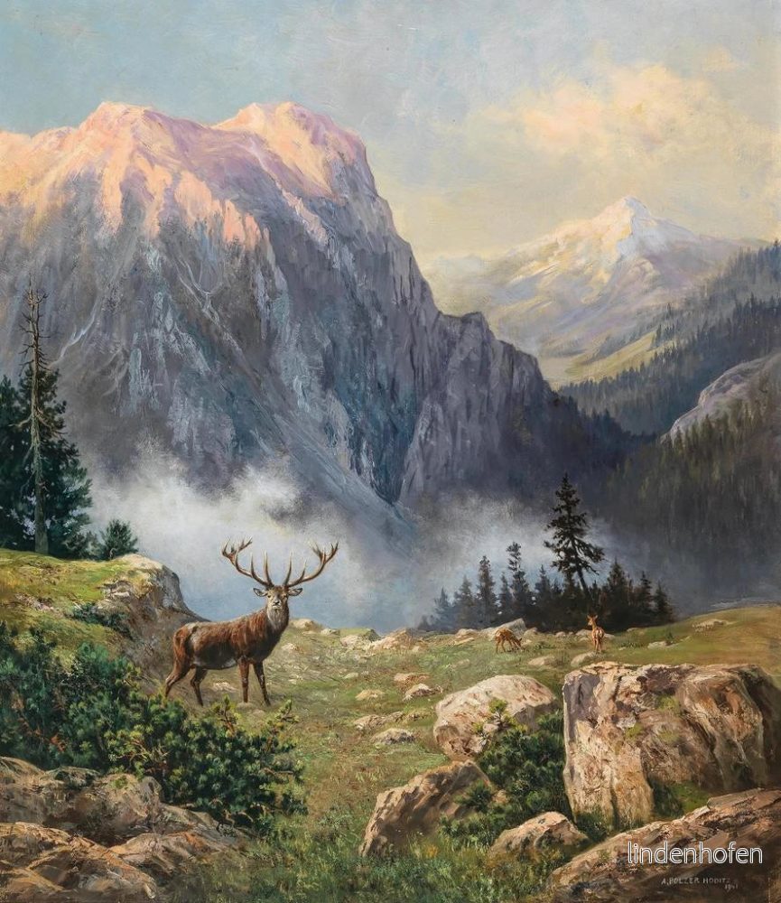 Målning Un Eight-Pointer dans les montagnes - Arthur Graf Polzer-Hoditz | Konsttryck - Bild 2