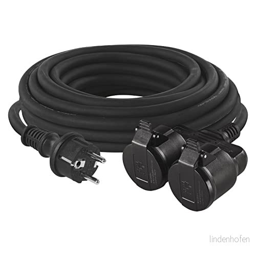 EMOS P0701 Förlängningskabel med 2 Schuko uttag, Svart, 10 m 8592920069820