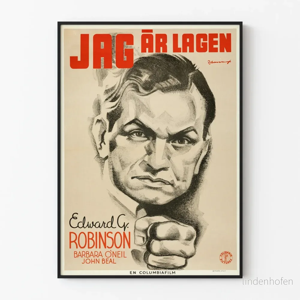 Vintageposter I Am The Law - Dekorativ poster i retrostil
