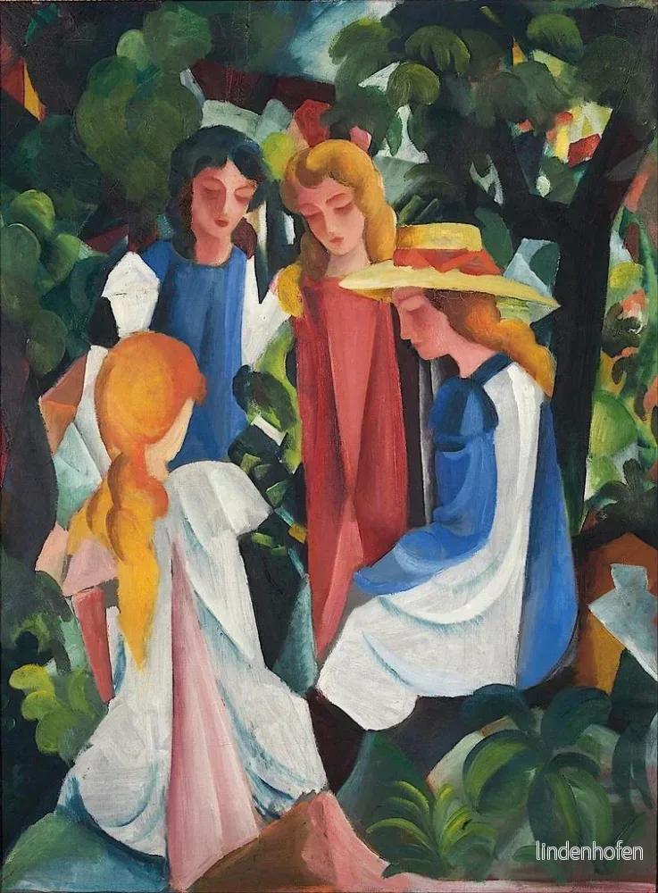 Målning Quatre filles - August Macke | Konsttryck - Bild 2
