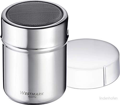 Westmark Florsockerkar, Med färskhetsbevarande lock, Volym: ca. 80 100 g, Plast/Rostfritt stål, Silver/Transparent, 69502260 4004094695063