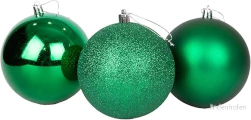 30 mm/24 st julgranskulor okrossbara mörkgröna, julgransdekorationer bollprydnader bollar jul hängande dekorationer högtidsdekor glänsande, matt, glitter 5056141073194