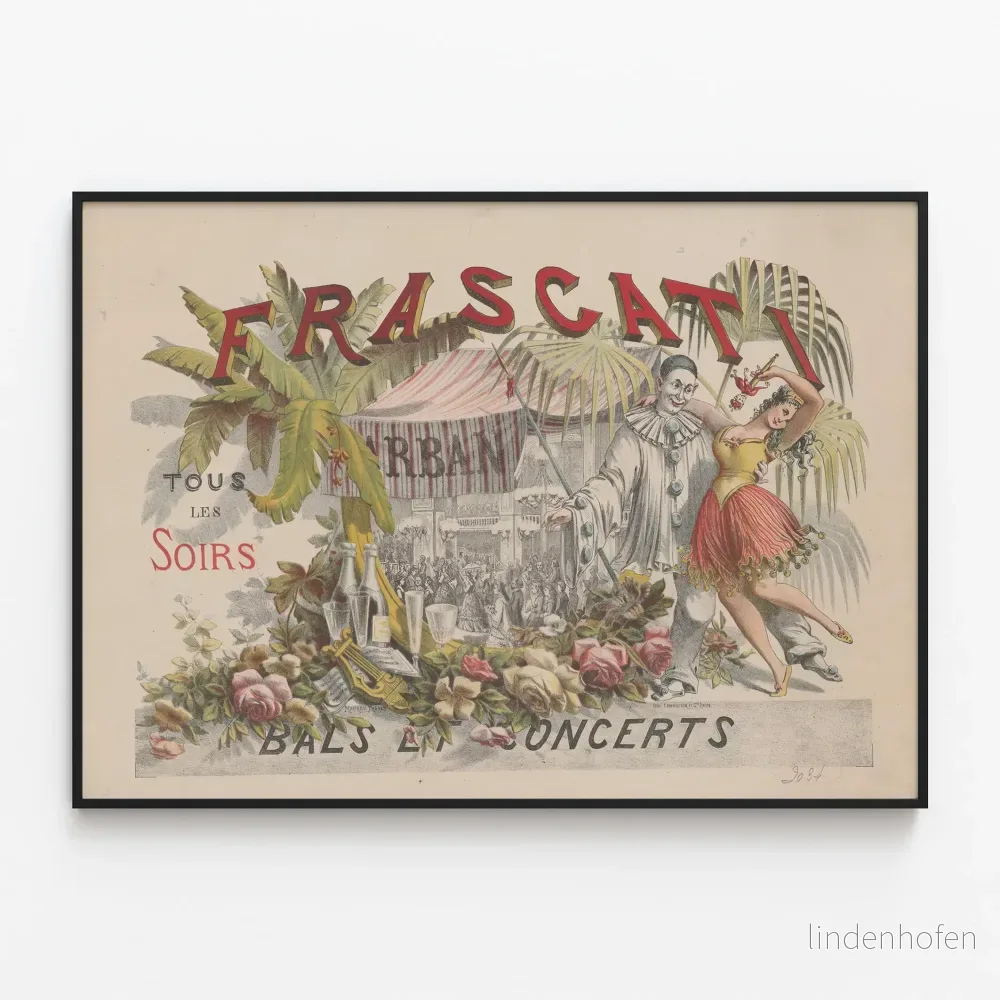 Vintageposter Frascati Varje Kväll Bal och Konserter