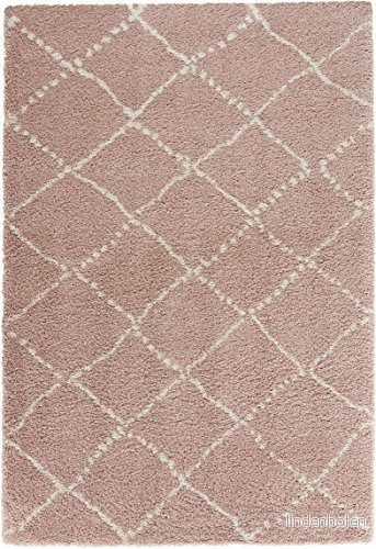 Mint Rugs hög flor matta hash rosa kräm, 120 x 170 cm 4260482444327