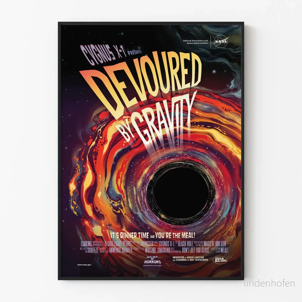 Poster Väggdekoration Svart hål Dränkt av gravitation NASA