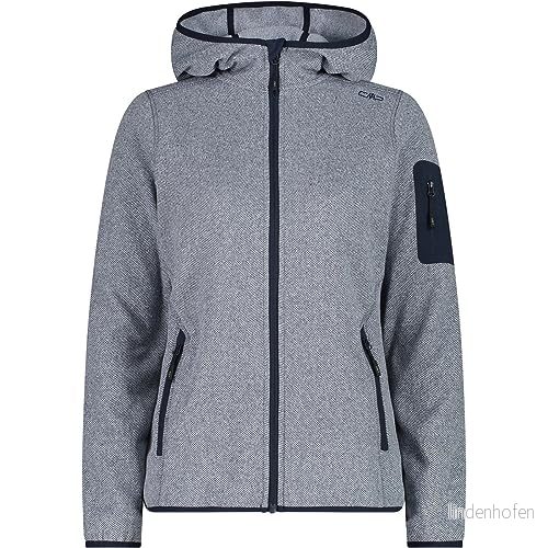CMP Knit Tech jacka för kvinnor med fast huva, B.Blue vit, 42 8058949450563