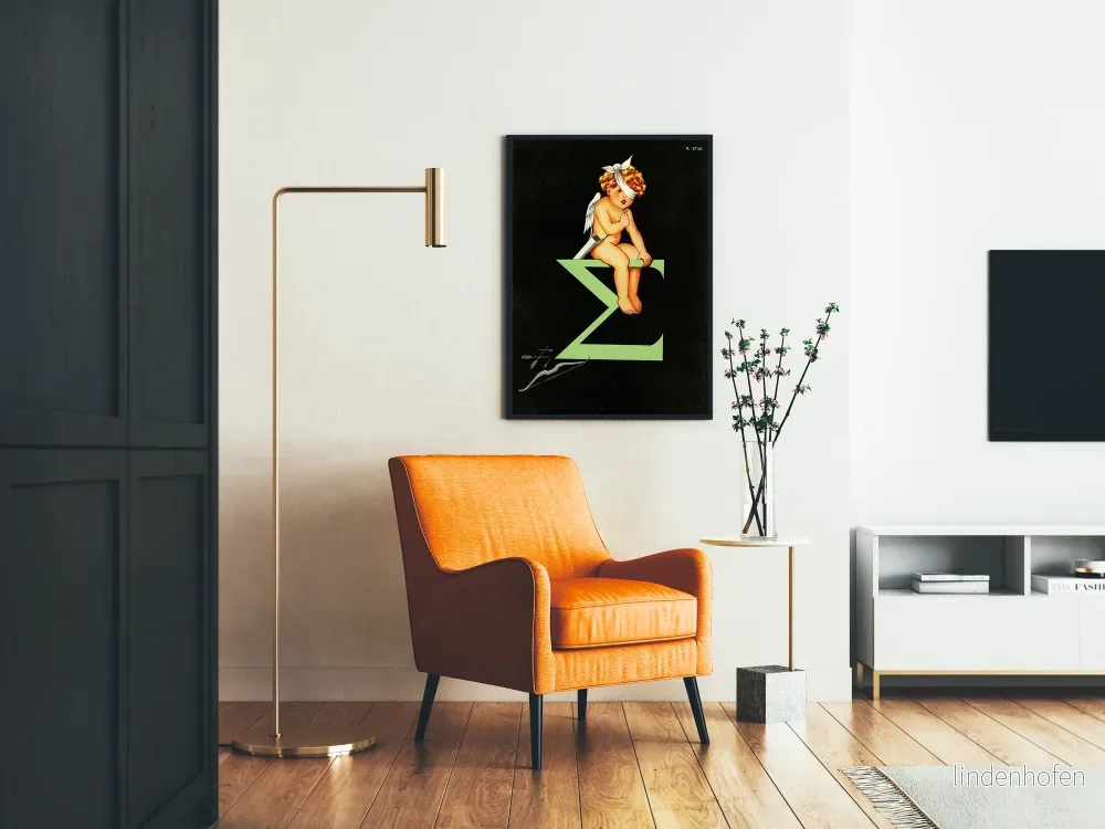 Dekorativ poster med vintage Cupidon med vita vingar och bandat ansikte - Bild 2