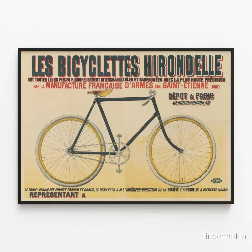 Vintageposter Les Bicyclettes Hirondelle - Retro väggdekoration