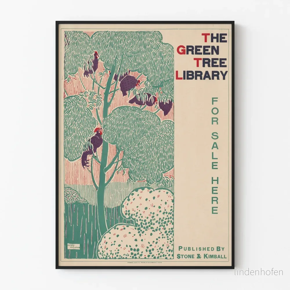 Dekorativ poster The Green Tree Library vintage