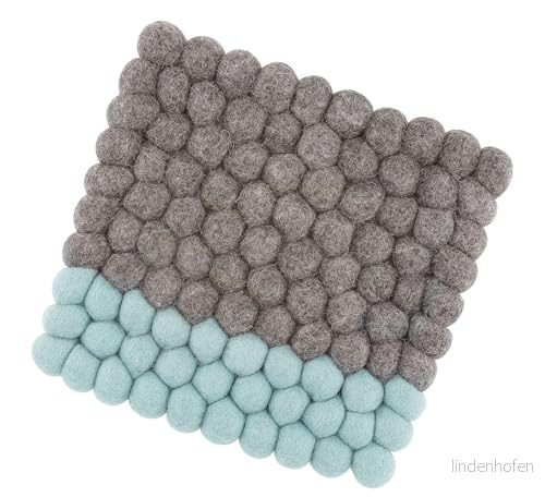 cilio Underlägg Lana Due, tvättbar filt av fårull, för varma krukor, tallrikar, bakformar och stekpannor, värmebeständiga upp till 100 C, filtkulor, 21 x cm, kvadratisk, brunturkos 4017166470451