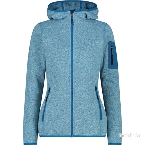 CMP Knit Tech jacka för kvinnor med fast huva, Anis Jadea B.Blue, 40 8058949087790