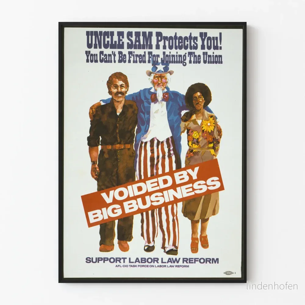 Vintageposter av Uncle Sam och fackföreningsrättigheter