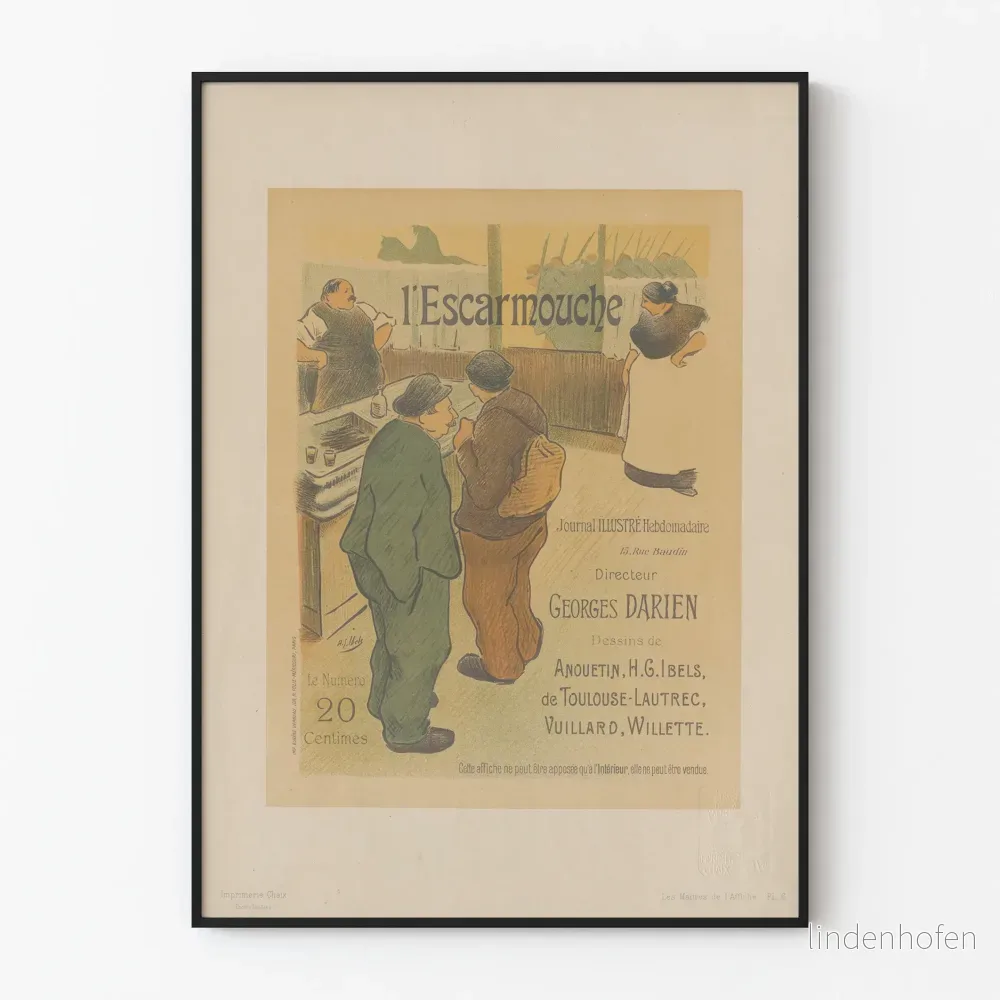 Vintageposter av L'Escarmouche, väggdekoration med illustration