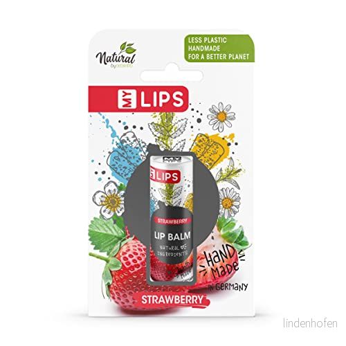 Accenta Handgjort läppbalsam MY LIPS i papperstub inkl presentask, Naturligt från accentra, Naturliga ingredienser med mandelolja, utan plast, Jordgubbsdoft 4015953691584