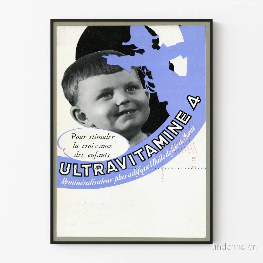 Vintageposter Ultravitamine 4 för barnvänlig väggdekoration