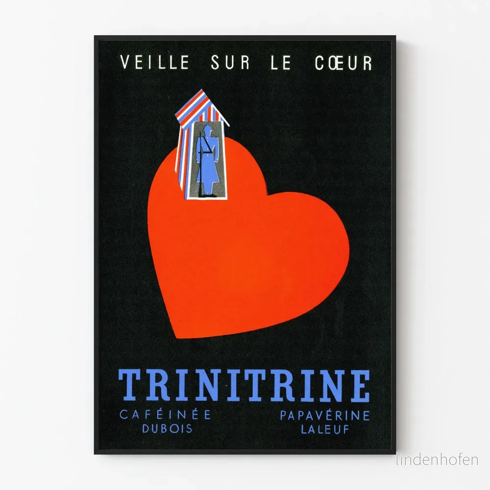 Vintageposter Trinitrine vakar över hjärtat - retro väggdekoration
