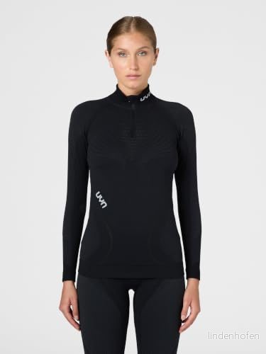 UYN Damkvinna AMBITYON UW skjorta LG_SL dragkedja UP sköldpadda nacke underskjorta, Blackboard/antracit/vit, L/XL 8054216369057