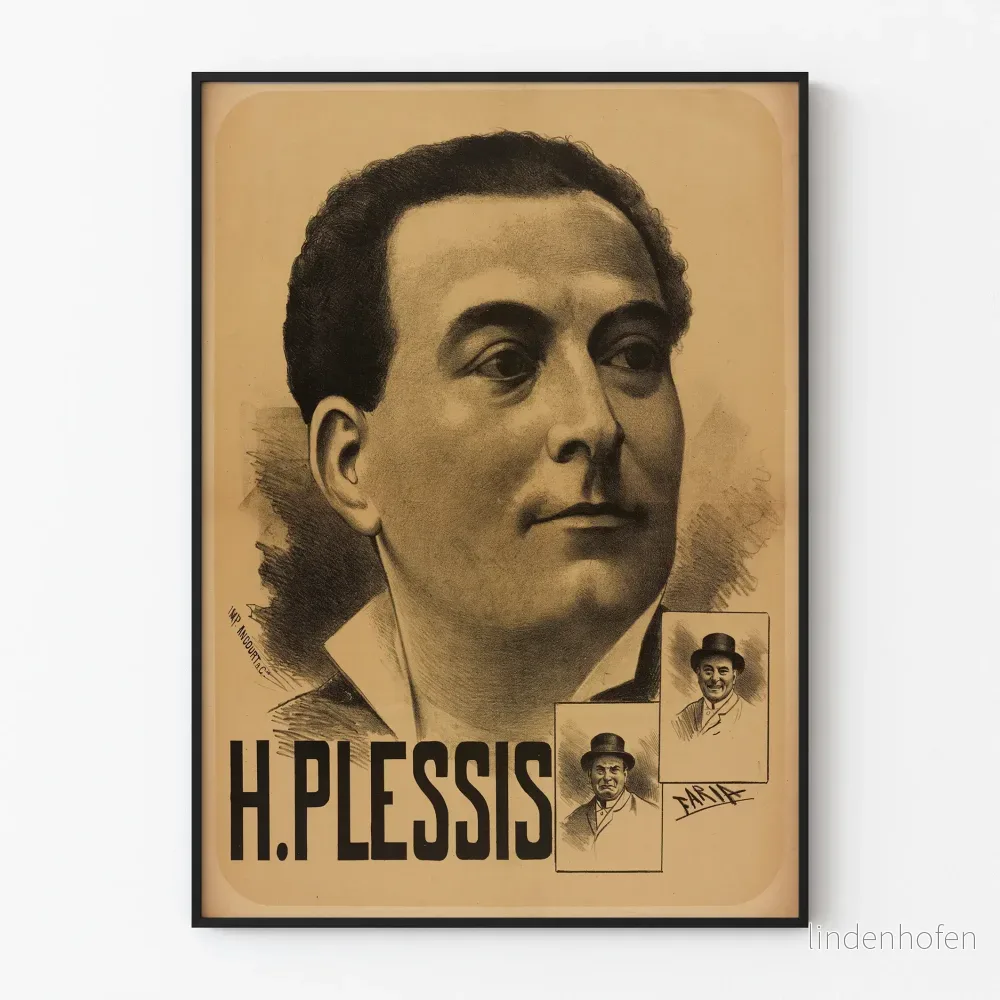 Vintage porträttaffisch av H. Plessis - Retro väggdekoration