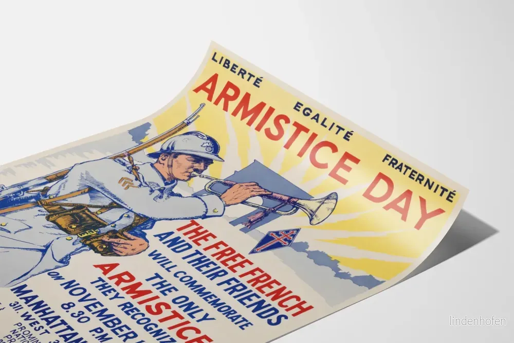 Vintageaffisch för vapenstilleståndsdag, militant fransk väggdekoration - Bild 3