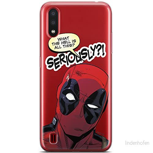 ERT GROUP mobiltelefonfodral för Samsung A01 originalt och officiellt licensierat Marvel mönster Deadpool 010 optimalt anpassad till formen på mobiltelefonen, gedeeltelijk transparant 5904805430800