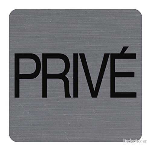 Exacompta Ref. 67177E 1 PRIVED självhäftande dörrskylt Tryckt väggskylt på alla medier Borstad aluminiumlook mått: 7,5 x cm 3130630671770