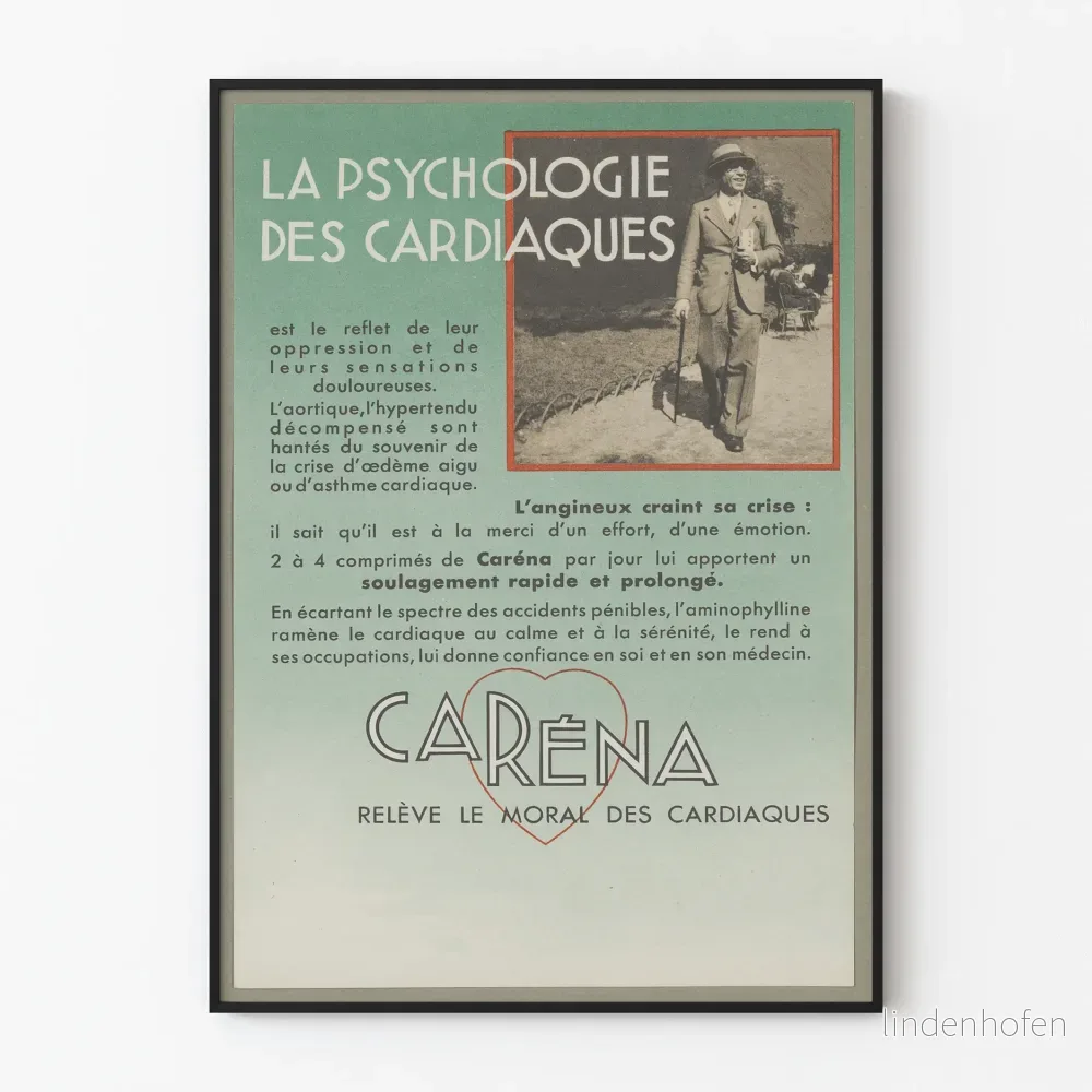 Vintageposter Caréna - Psykologi hos hjärtsjuka