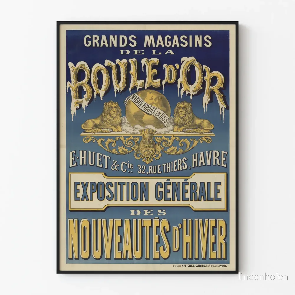 Vintageposter för de stora varuhusen vid Boule d'Or - Vinternyheter utställning