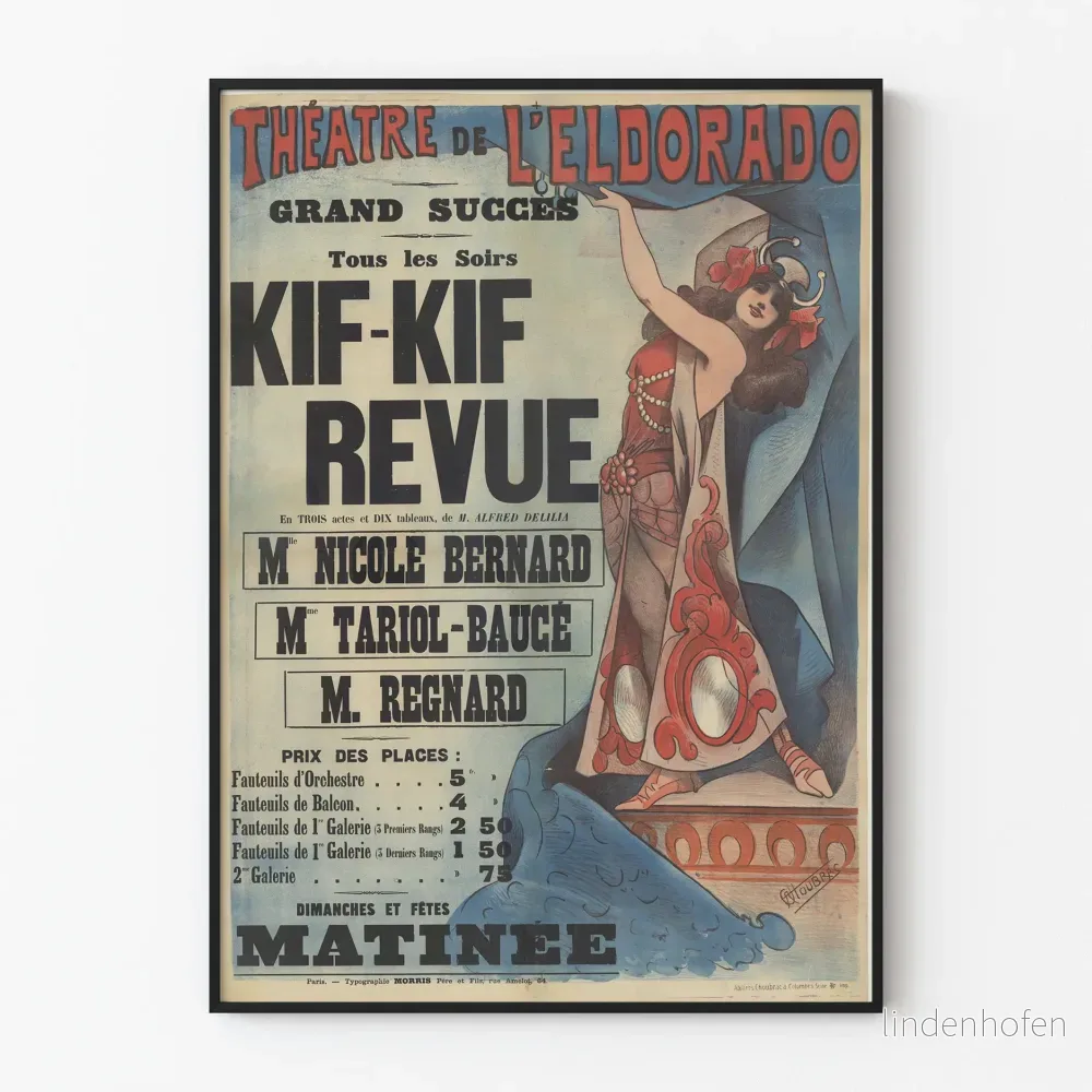 Vintageaffisch Théâtre de l'Eldorado Kif-Kif Revue väggdekoration