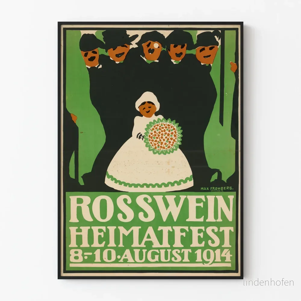 Vintageposter Rosswein Heimatfest 1914 väggdekoration