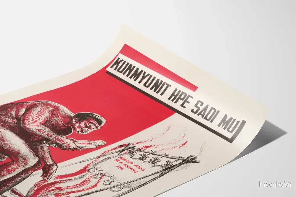 Vintage antikommunist propagandaposter i rött och svart - Bild 3