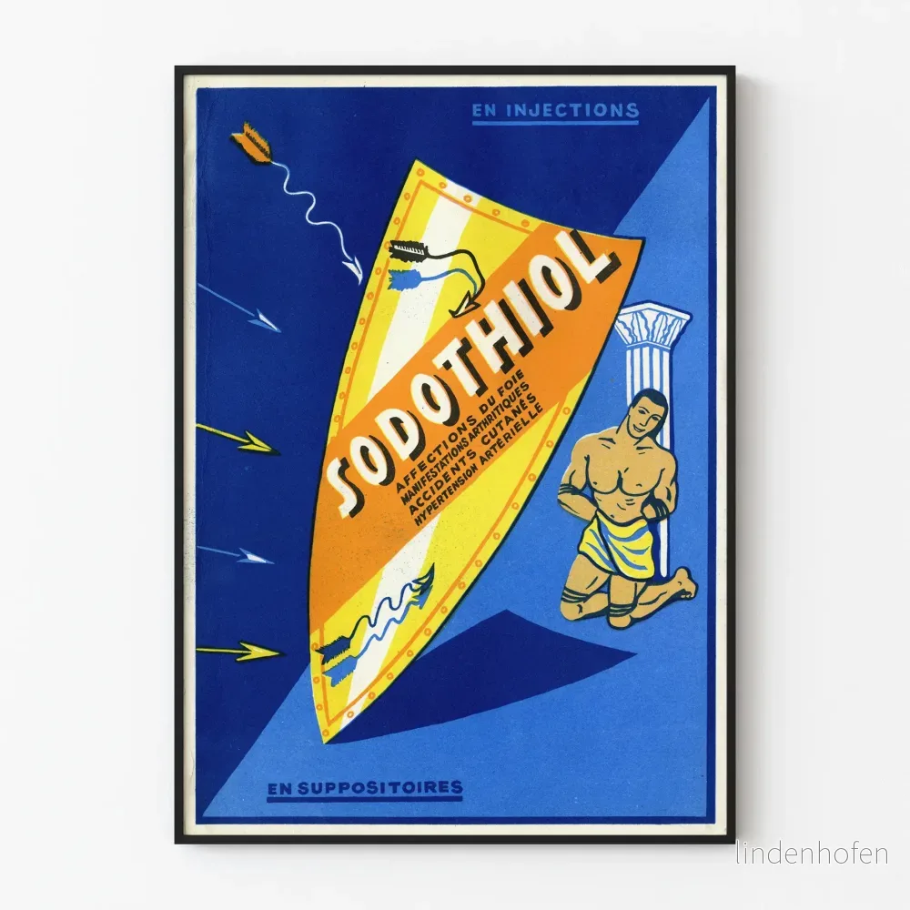 Vintage reklamposter för läkemedlet Sodothiol
