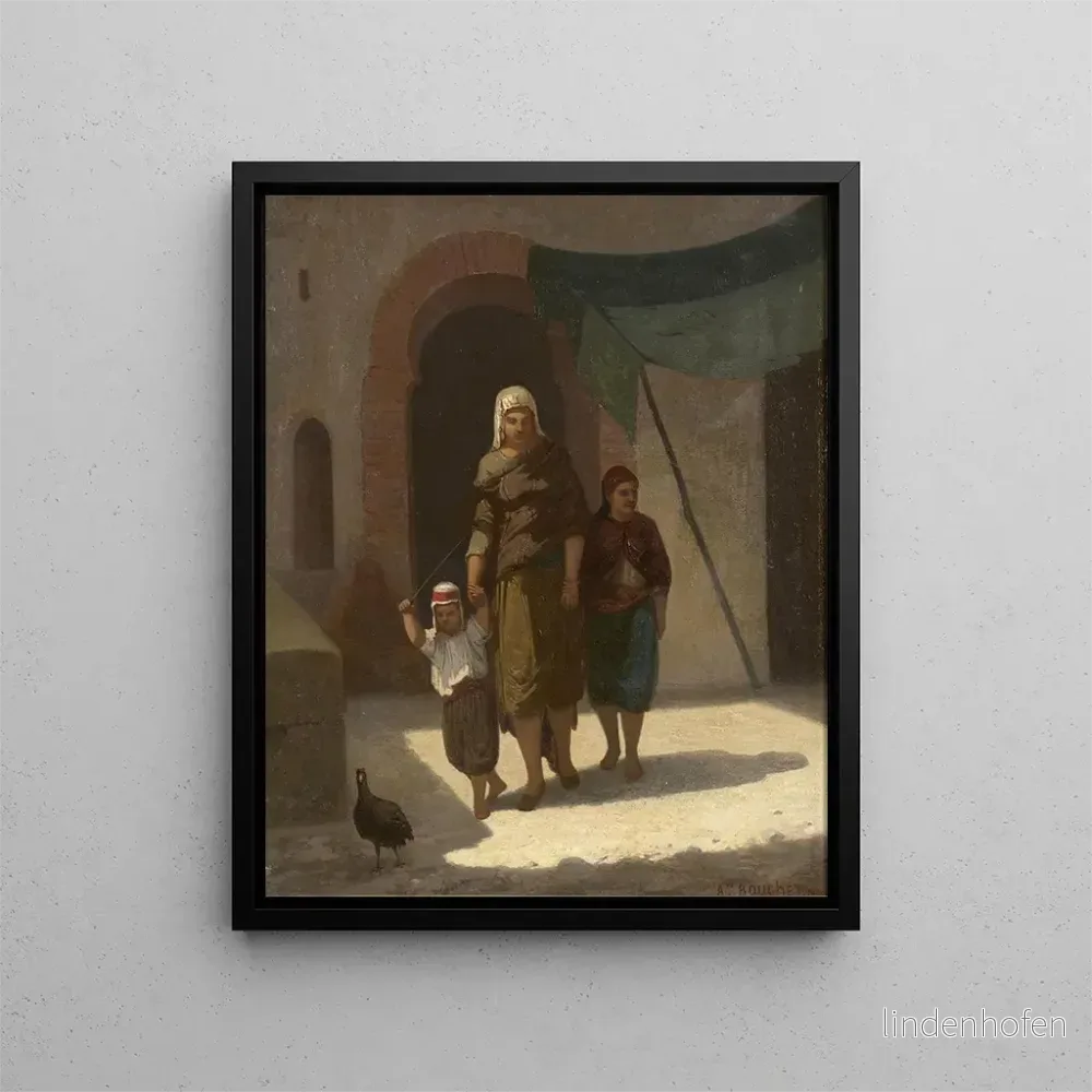 Familjeporträtt med en flygande fågel – Auguste Bouchet | Konsttryck Familjeporträtt med en flygande fågel – Auguste Bouchet | Konsttryck