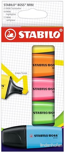 Överstrykningspenna STABILO BOSS MINI ask med 5 blandade färger 4006381583077