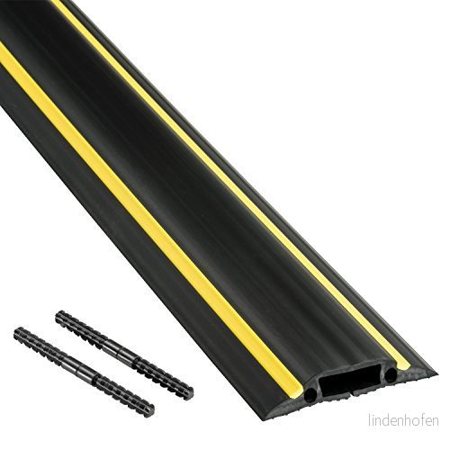 D Line länkbart kabelskydd för golv, kabelkåpa, ribbad icke splittad bas, försplittad ände, skyddar kablar och förhindrar snubbelrisk Kabelhålighet på 30 (B) x 10 mm (H) 1,8 meter, svart gul 5060226645558