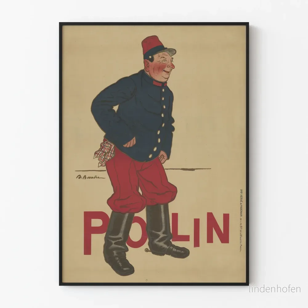 Vintageaffisch Polin med soldat i blå och röd uniform