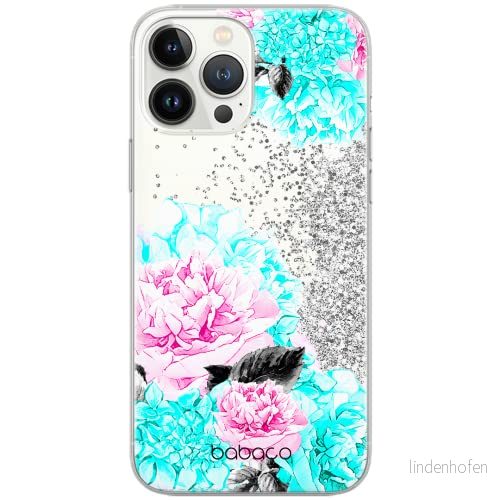 ERT GROUP mobiltelefonfodral för Apple Iphone 12/12 PRO originalt och officiellt licensierat Babaco mönster Flowers 002 Vit anpassad till formen på mobiltelefonen, med glitter overflow effekt 5904805382536