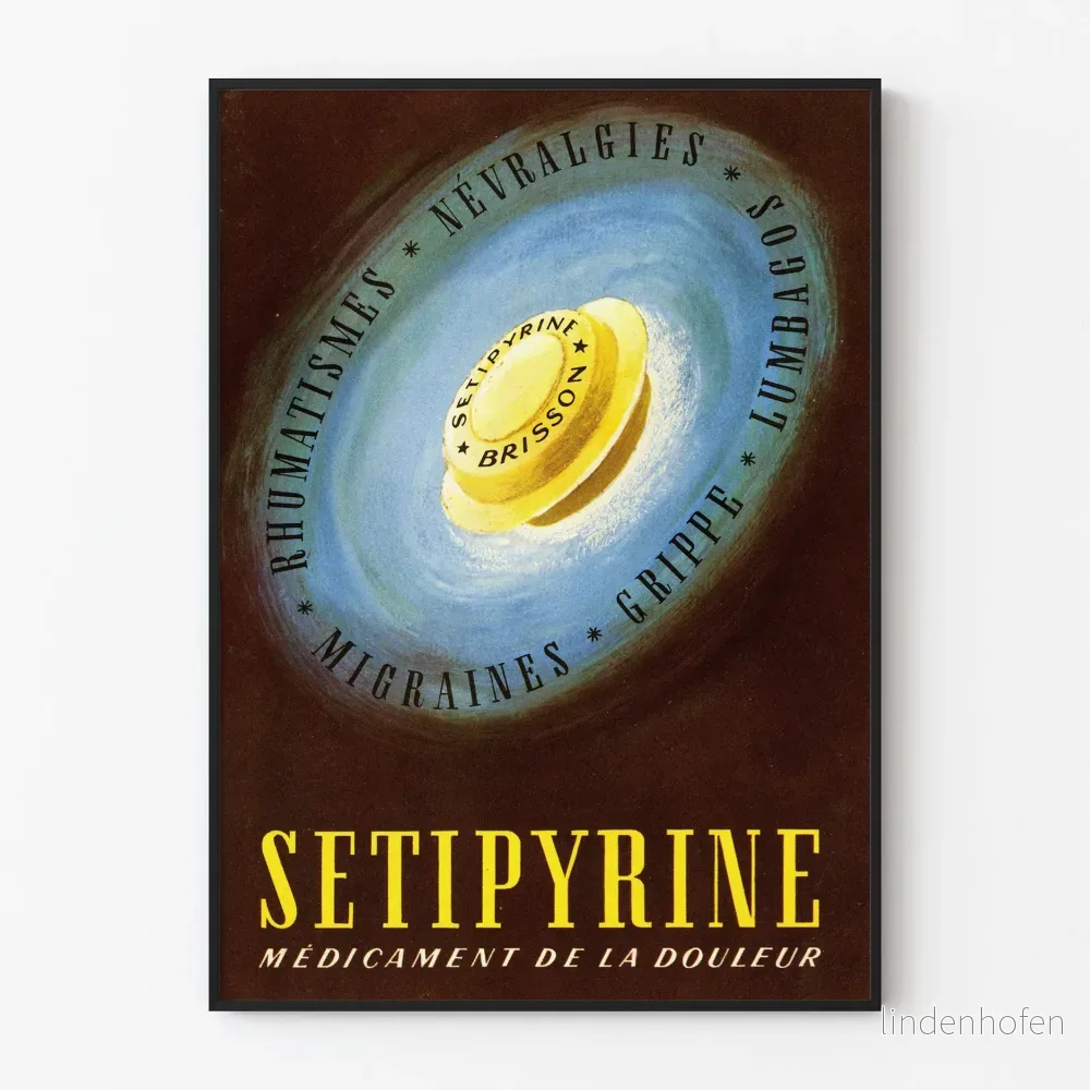 Vintageposter Setipyrine - Retro reklamposter för medicin smärta