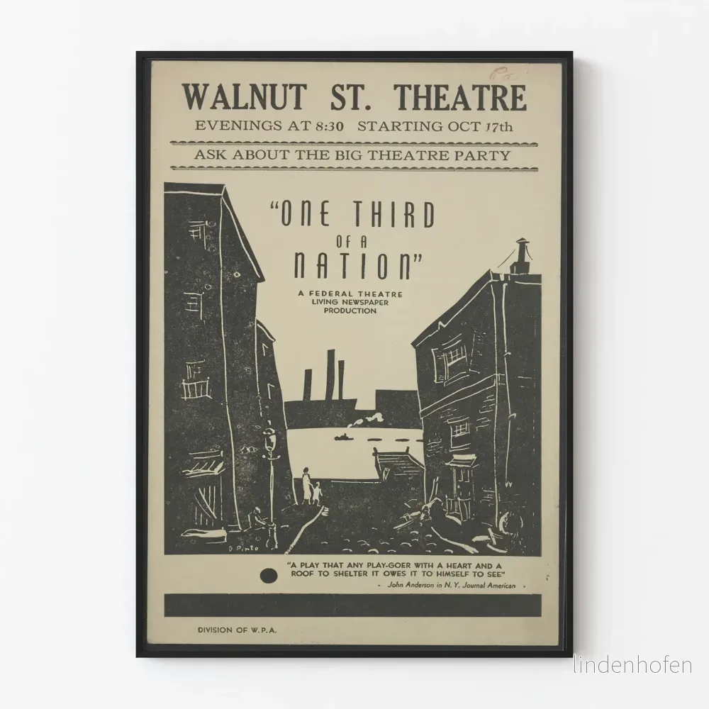 Vintageposter 'One Third of a Nation' - Walnut St. Teater