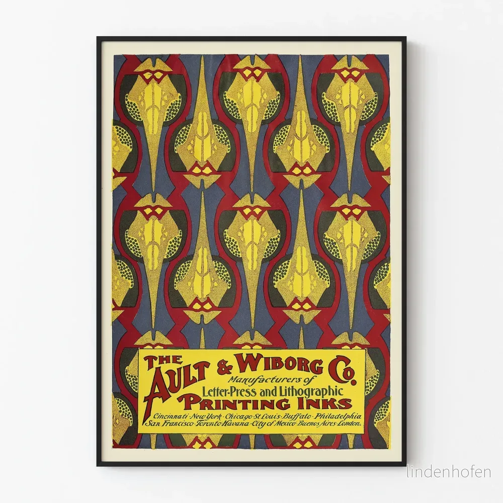 Vintage reklamposter för Ault & Wiborg Co. för tryckfärger