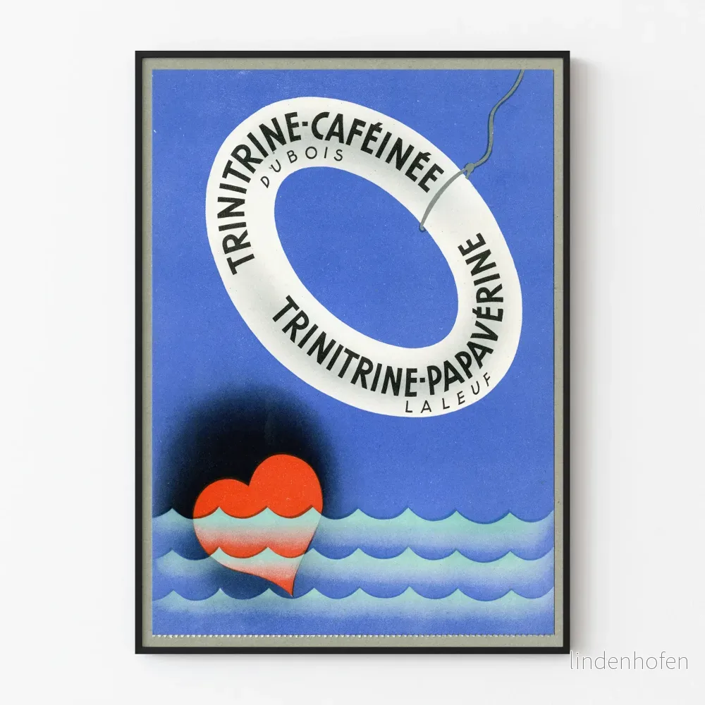 Vintageposter Trinitrine-Koffeinförstärkt och Trinitrine-Papaverin väggdekoration