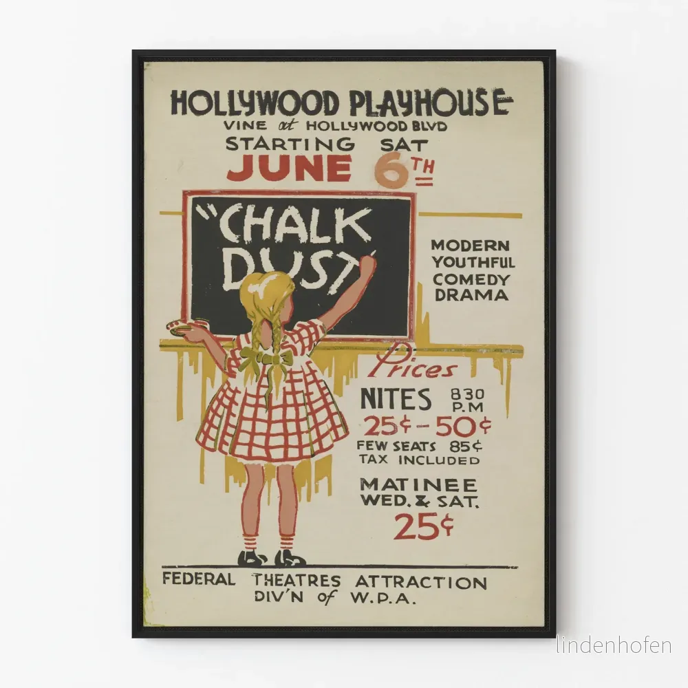 Vintage Hollywood Playhouse Chalk Dust - Retro väggdekoration poster