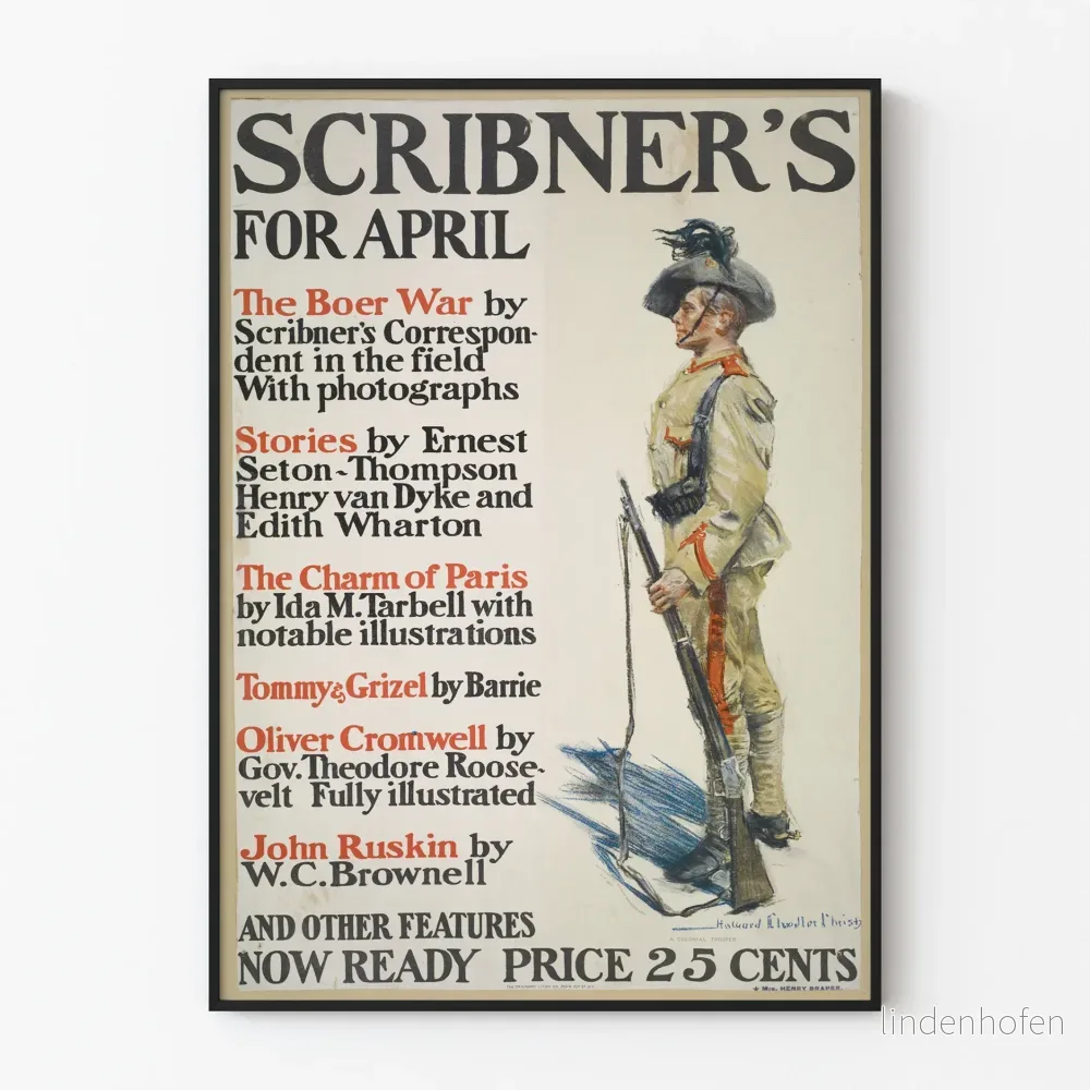 Vintageposter Scribner's för april Boerkriget och litteratur