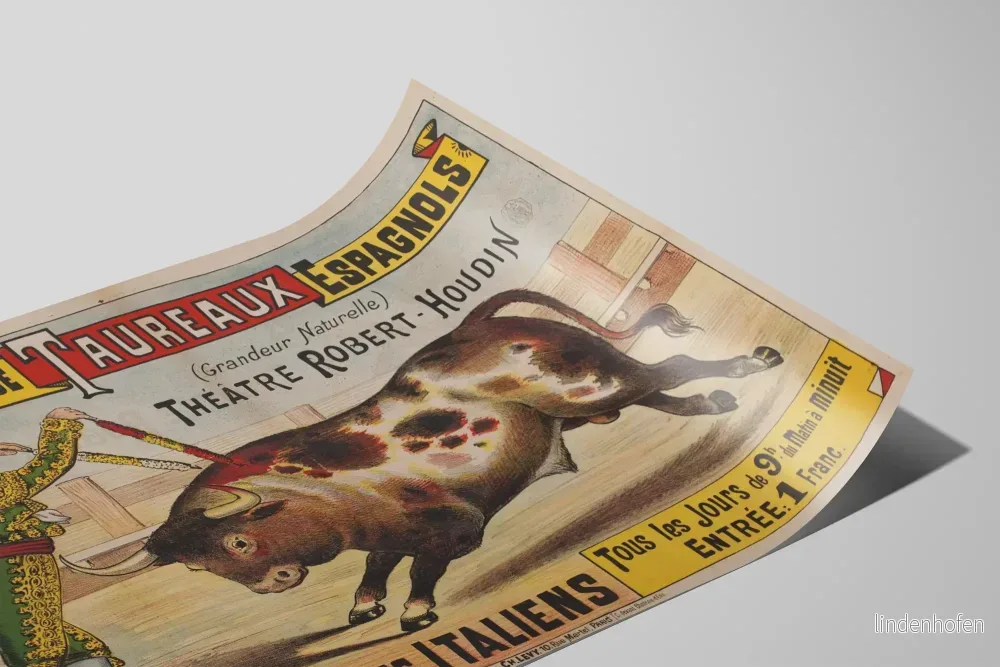 Vintageposter av Spanska tjurfäktningslopp på Robert-Houdin-teatern - Bild 2