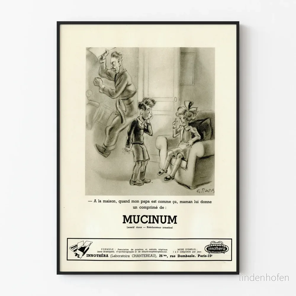 Vintage reklamposter för Mucinum - Retro väggdekoration Artem Legrand