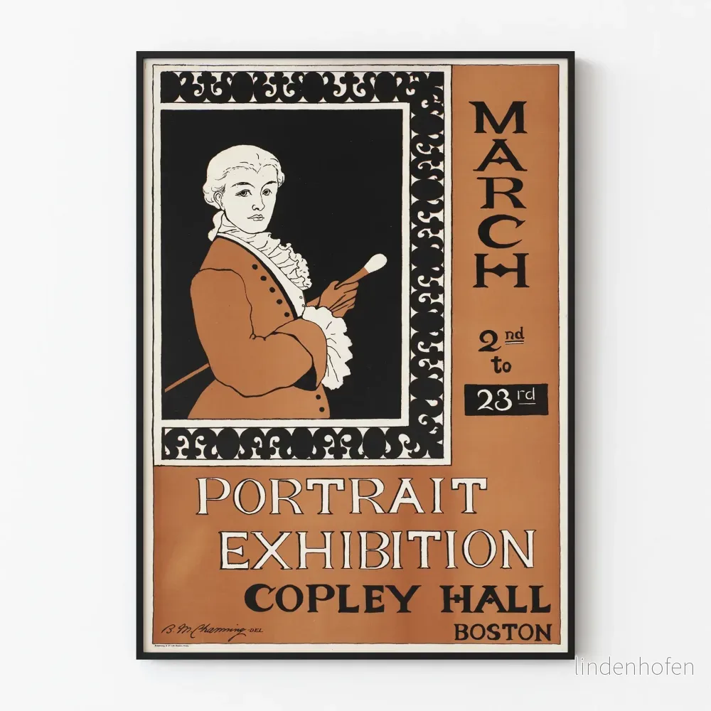 Vintageposter av porträttutställning i Copley Hall, Boston