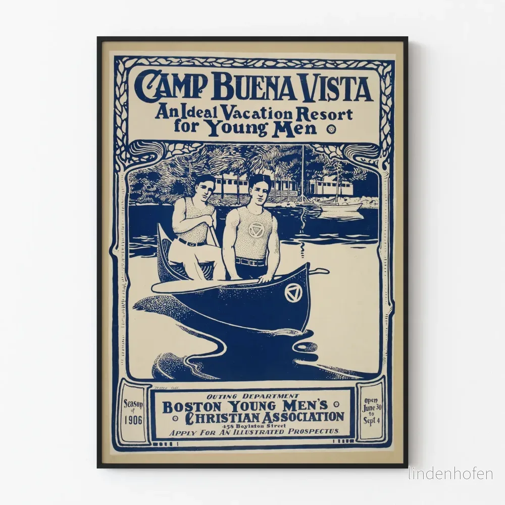 Vintageposter Camp Buena Vista 1906 Väggdekoration Retro