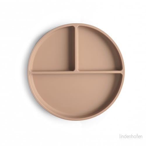 Mushie Silikontallrik med Sugkopp Halkfri Baby Indelad Tallrik för Bebisar och Småbarn Material: Livsmedelsgodkänd Silikon Diskmaskin Mikrovågssäker Natural 810052460505